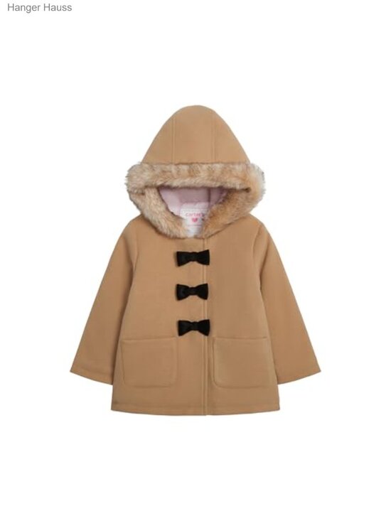 Other - Girls Faux Wool Winter Dress Coat Faux Fur Hood Fleece Lined